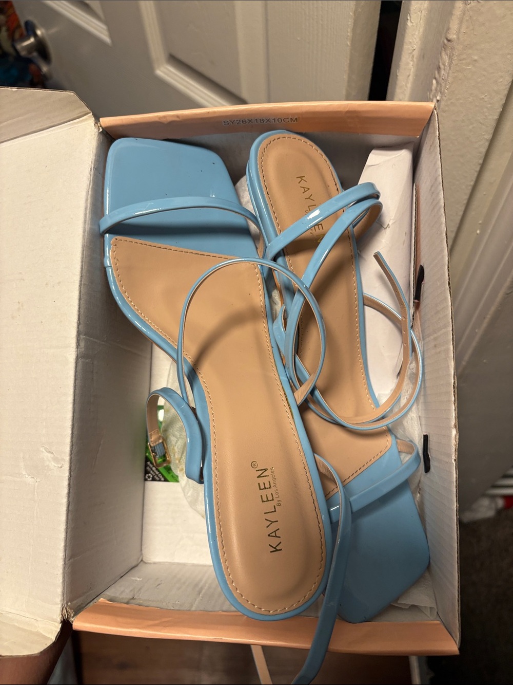 Light Blue Strappy Square-Toe Sandals